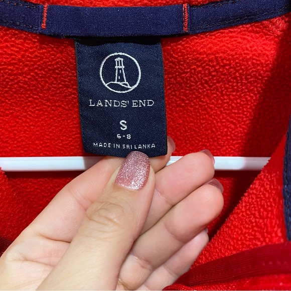 LANDS’ END Women’s Quarter Zip Fleece Pullover Sweater Sweatshirt - red, size S - Picture 3 of 3